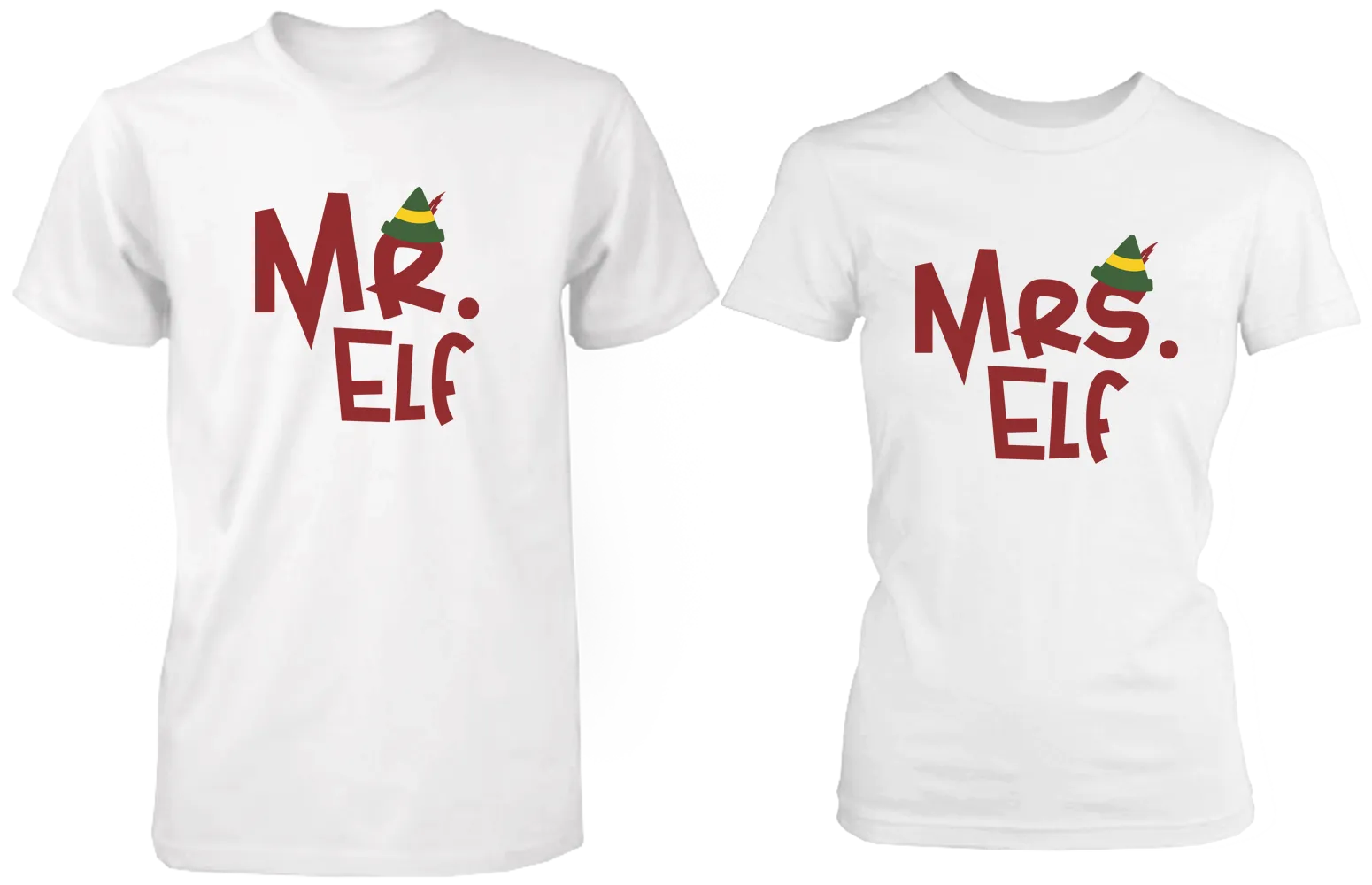 Mr Elf & Mrs Elf White Matching Couple Shirts (Set)