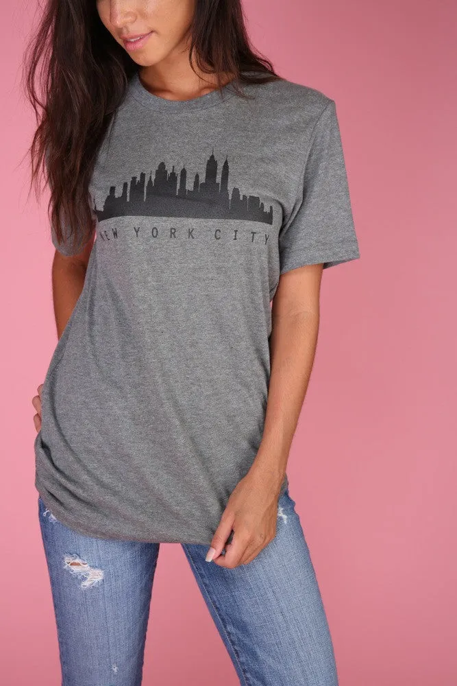 New York City Skyline Gray Graphic Unisex Tee