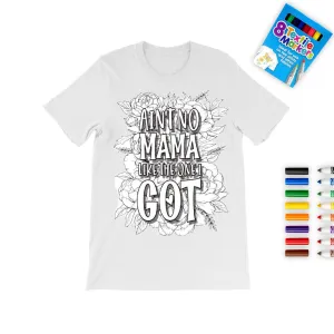 No Mama like mine Mother&#39;s Day Coloring T-shirt,Fabric Pens,peonies flowers Mom T-shirt,Mother&#39;s Day Gift,Mom Birthday gift,Adult/Kid Gift