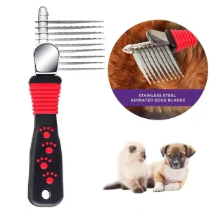 Pet Dematting Fur Rake Comb Brush Tool Dog and Cat Comb for Detangling Matted or Knotted Undercoat Hair Dog Grooming Brush