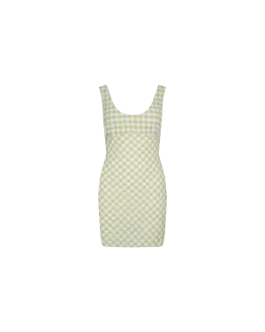 PRISM MINI DRESS LIME GINGHAM