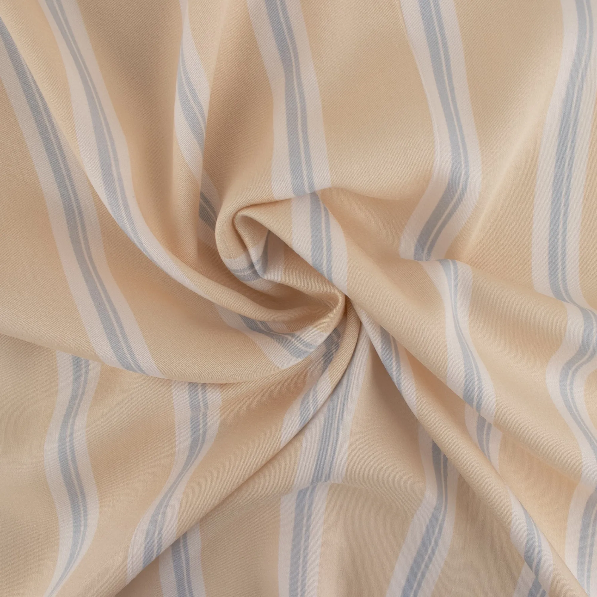 Rayon Poplin Stripe - Various Stripe - Beige / Blue