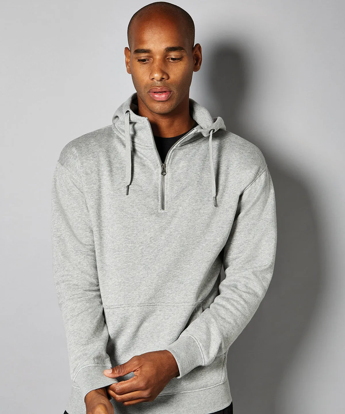 Regular fit 1/4 zip hoodie | Heather Grey