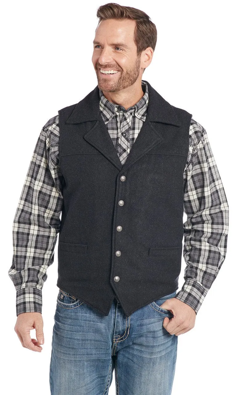 SIDRAN MENS WOOL MELTON SNAP FRONT COLLARED VEST WITH CONCEALED CARRY POCKET STYLE CR39066-F23-46