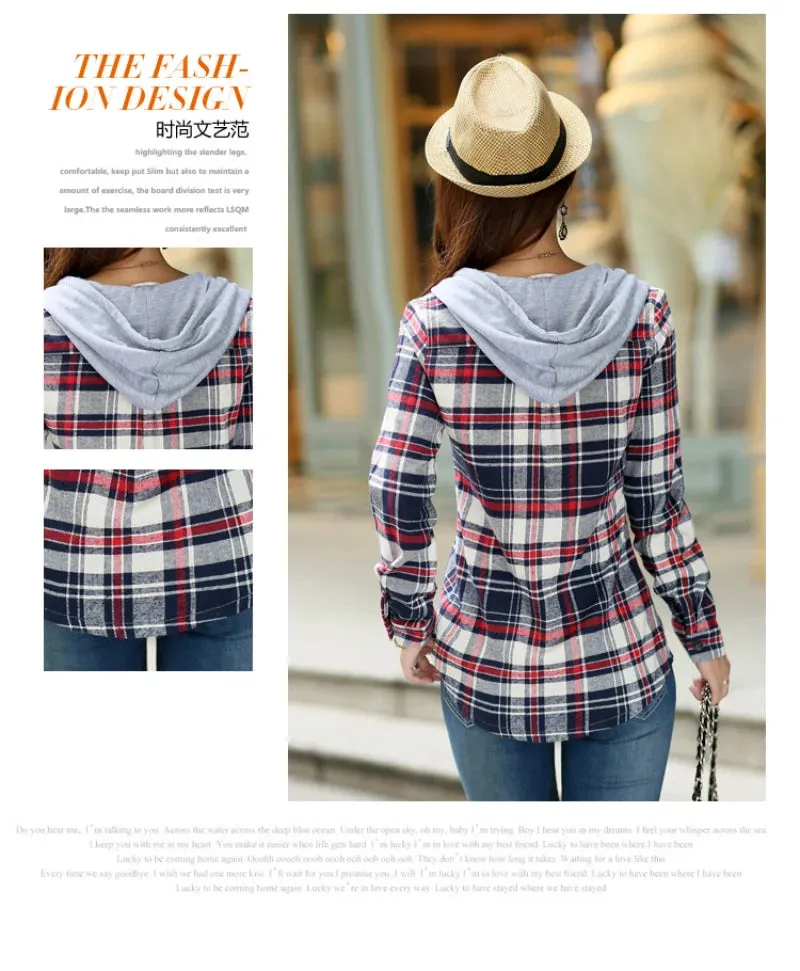 SIX SISTERS Plaid Hoodie - Women's