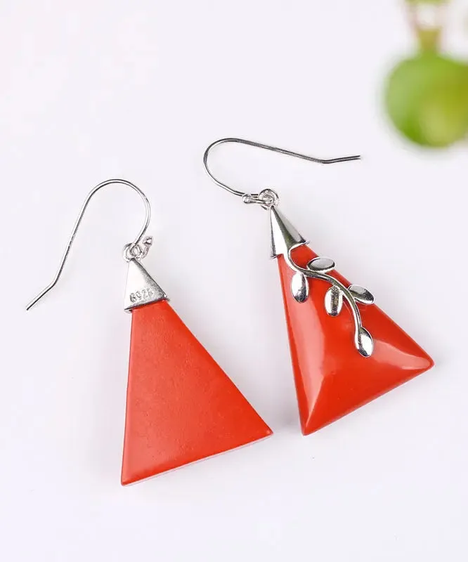 Sterling Silver Cinnabar Drop Earrings