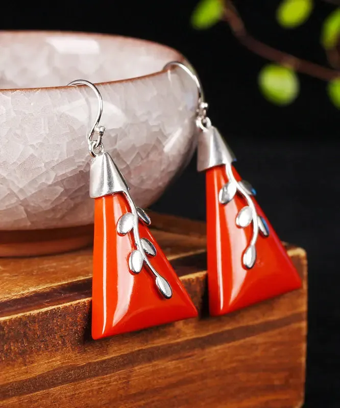 Sterling Silver Cinnabar Drop Earrings