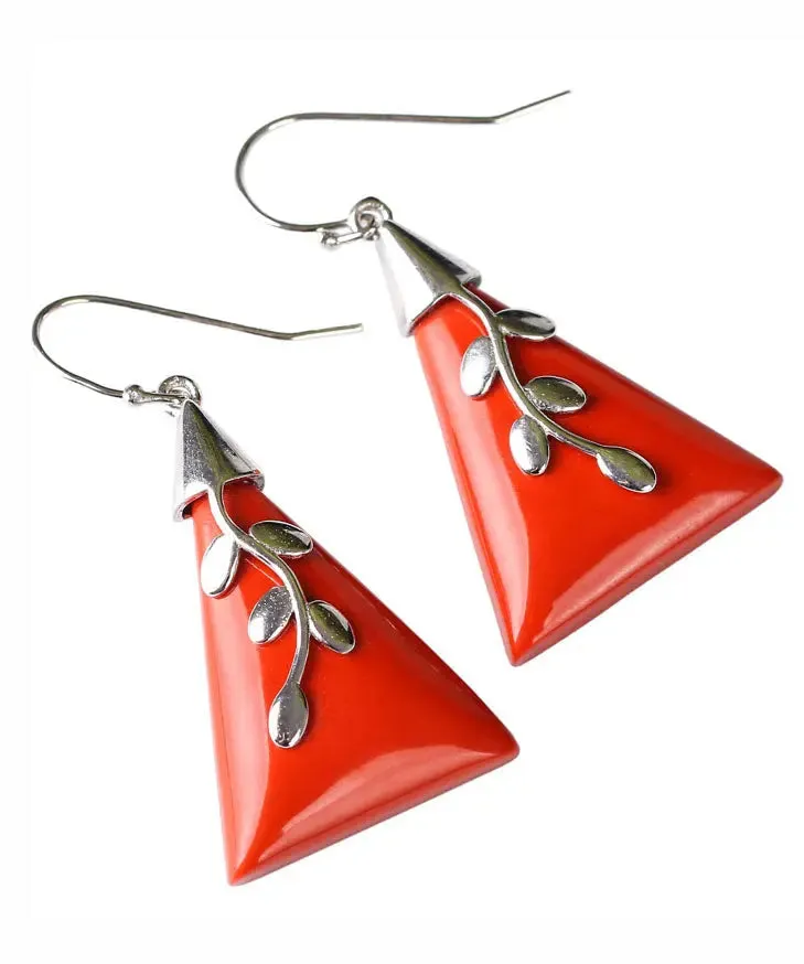 Sterling Silver Cinnabar Drop Earrings