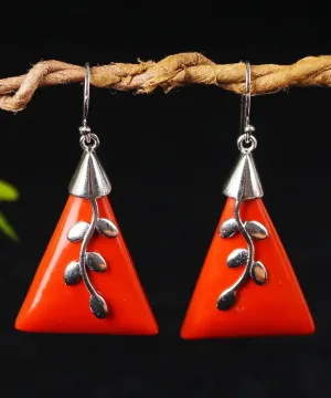 Sterling Silver Cinnabar Drop Earrings