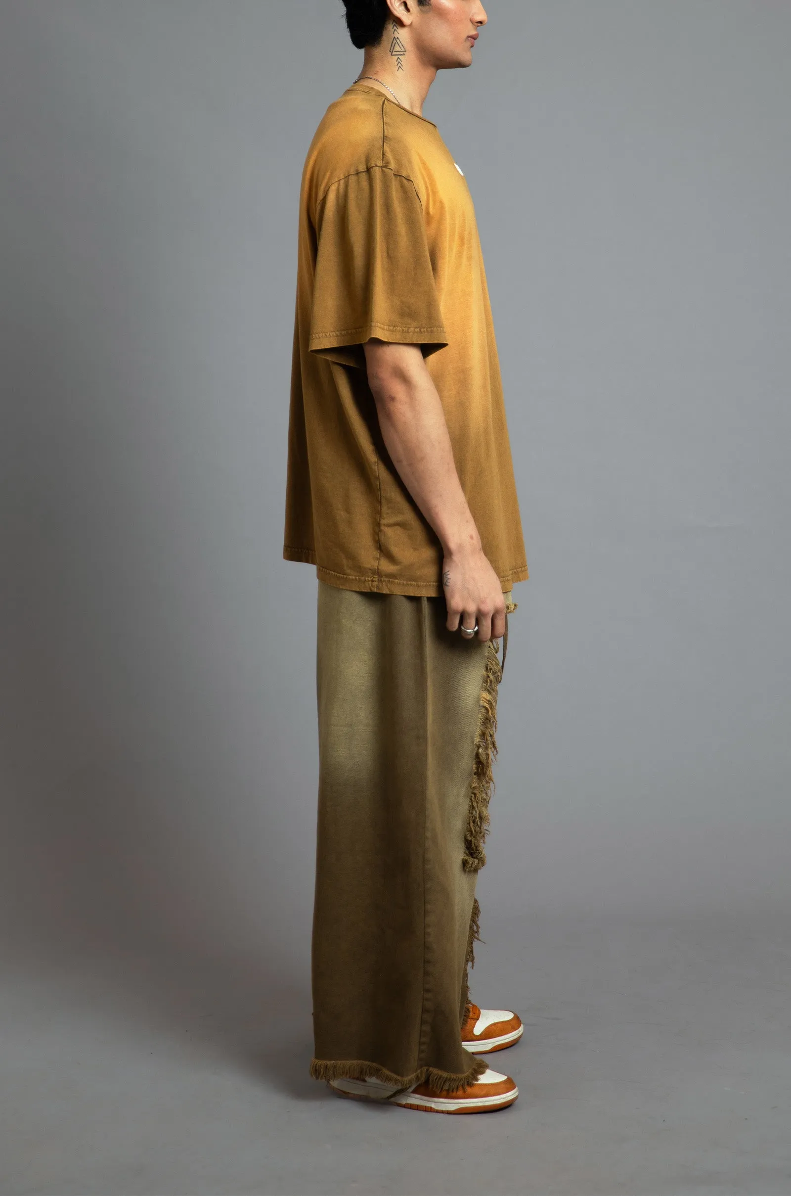 SuperHUEMN Sand Washed T-shirt (Cinnamon Brown)