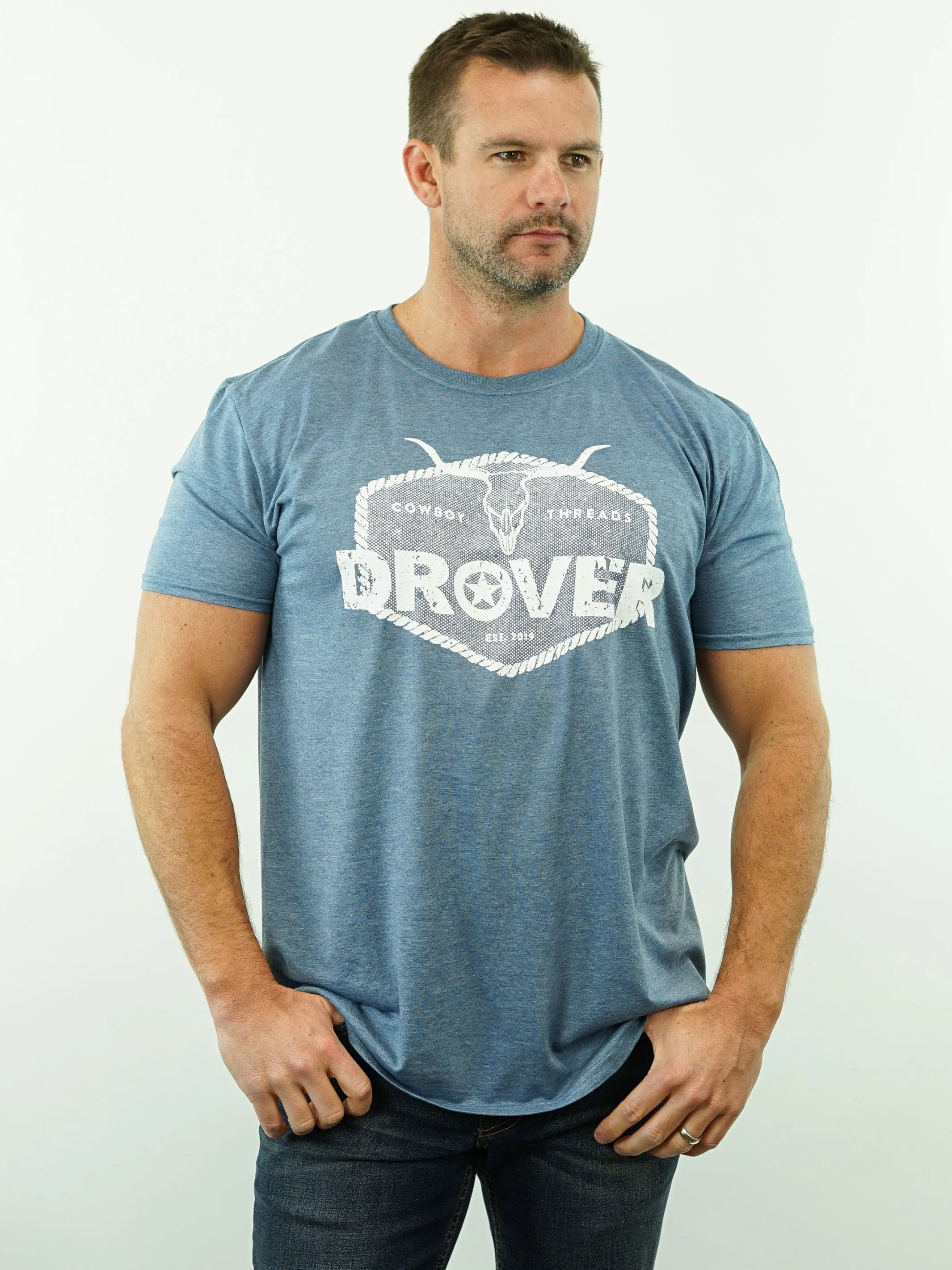 T-Shirt - Drover Rope Badge - Blue Heather