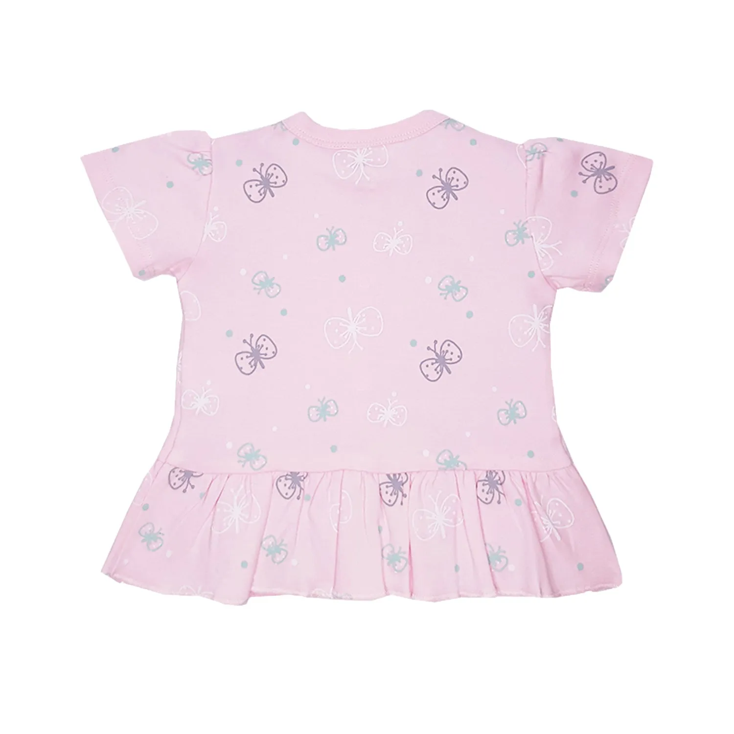 Top Half Sleeves Girls - Pink Butterfly Print