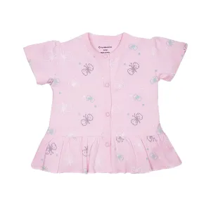 Top Half Sleeves Girls - Pink Butterfly Print