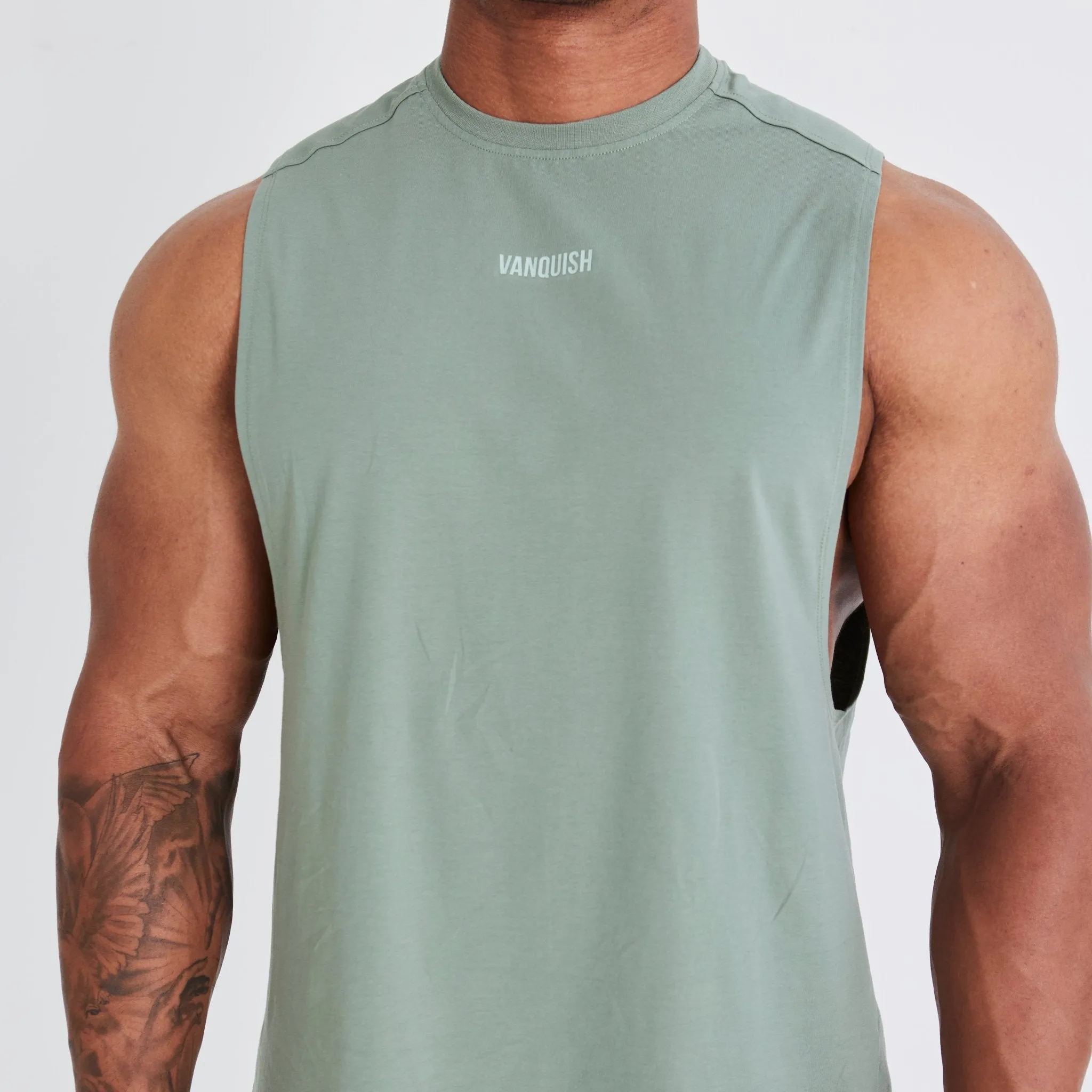 Vanquish Essential Green Oversized Sleeveless T Shirt