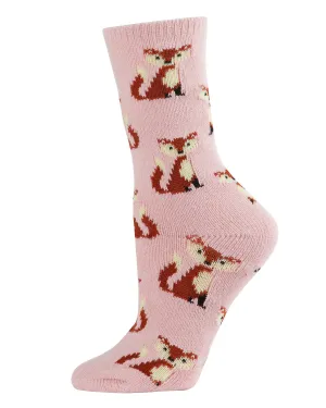 Women's Embroidered Foxes Novelty Boot Socks