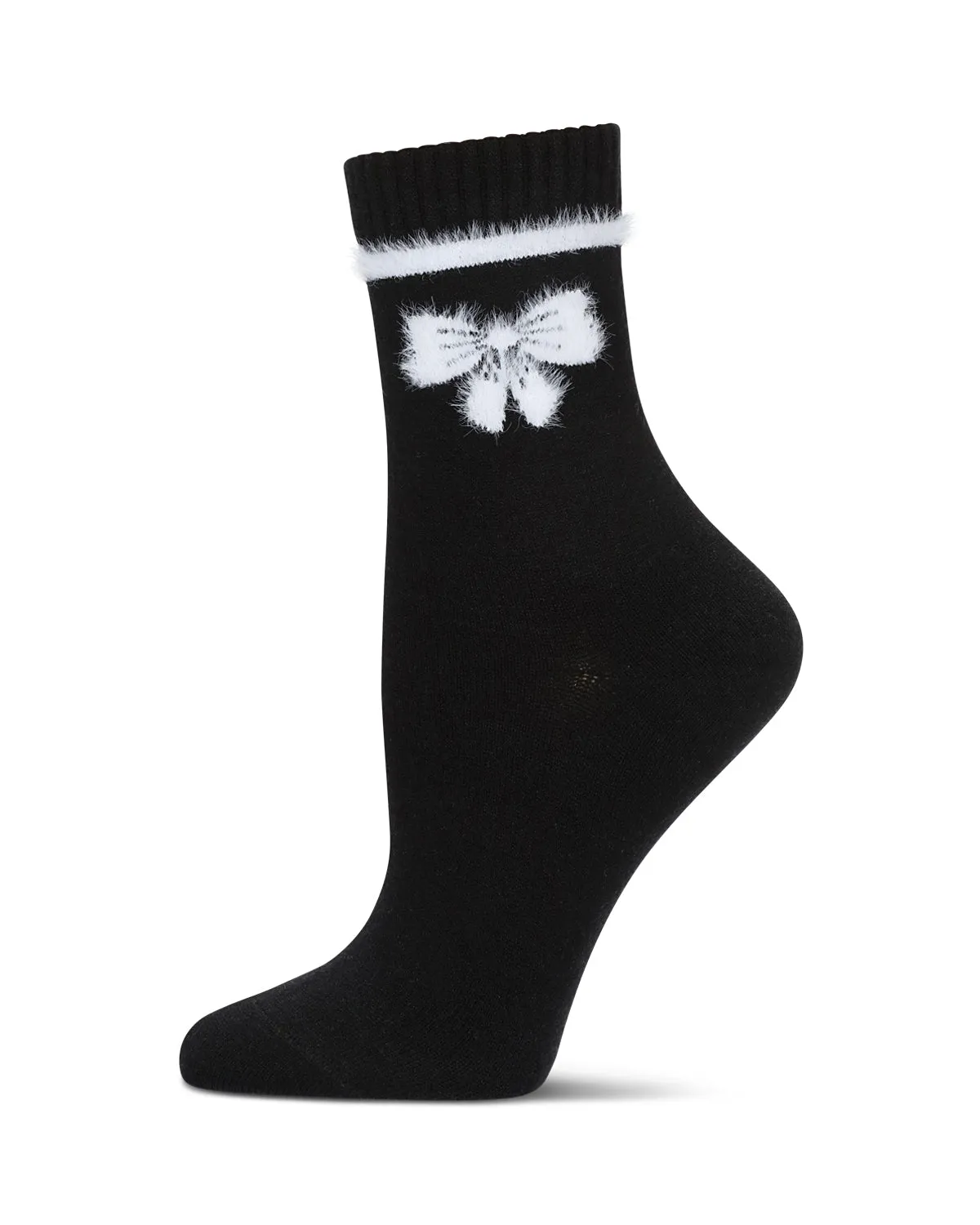 Women's Fuzzy Bow Cashmere Crew Socks